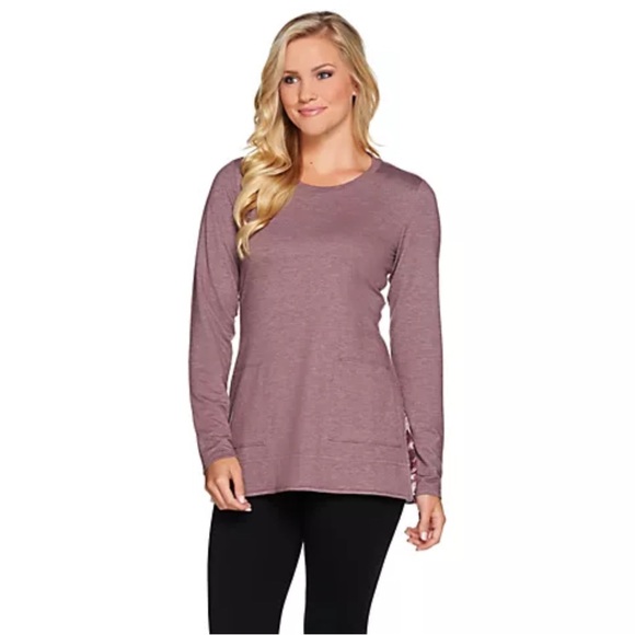 ❗️3/$20❗️Logo Lounge by Lori Goldstein French Terry Top Chiffon Godets - Picture 2 of 10